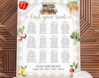 Locally Grown Seating Chart Farmers Market Baby Shower Gender Reveal Printable Sign 003LG-SEAT