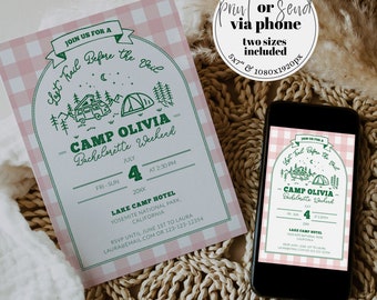 Camping Bachelorette Itinerary for Naturepark Bridal Shower Camping Bachelorette Invitation Last Trail before Veil Bachelorette Weekend #072