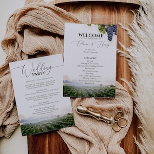 Winery Wedding Itinerary Template for Rustic Wedding in Californian ...