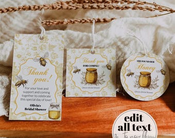Bee Party Favor Tags, Vintage Garden Bridal or Baby Shower Thank You Labels 079TO-TLST