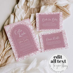 Cielito Lindo Baby Shower Invitation Template, Pink Mexican Talavera Papel Picado Girl Shower 001CL-BSINV-PI