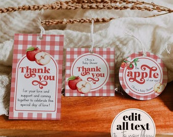 Apple of Our Eye Favor Tags Template Fall Thank You Labels Stickers Printable 092AP-TLST
