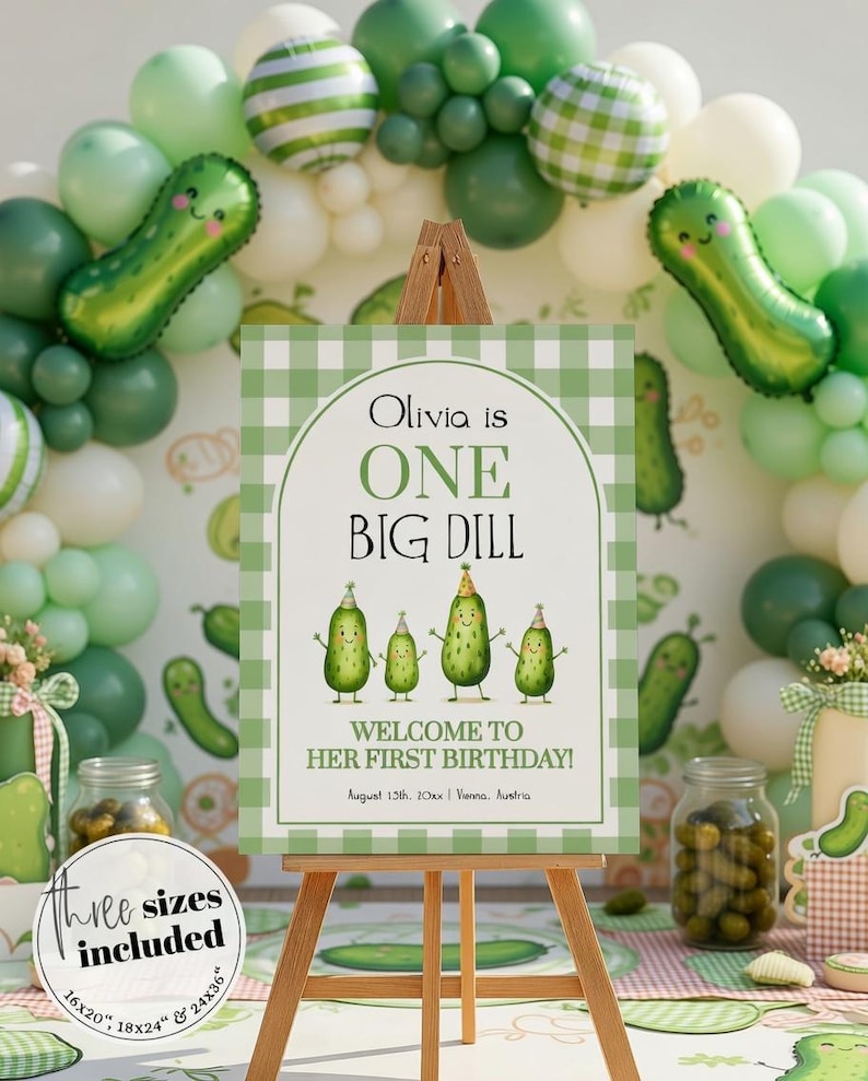 Homemade Pickle Sign One Big Dill Pickle Welcome Sign, First Birthday Pickle Party Decor ...