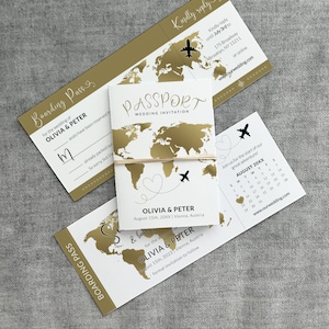 Bestimmungsort Hochzeitspass-Einladungs-Schablonen-Bordkarte-RSVP und Detail-Karte, Reise-Thema sparen das Datum | Druckbare Vorlage #072w