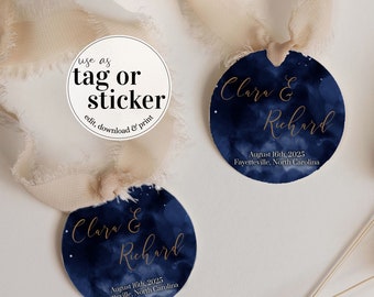 Celestial Favor Tags Template, Starry Night Wedding or Party Printable 066CE-TLST