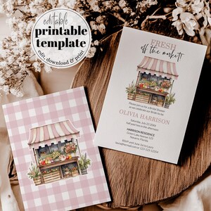 Fresh off The Market Bridal Shower Invitation, Farmer&#39;s Market Shower Invite, She&#39;s Off the Market Printable Template Instant Download #072