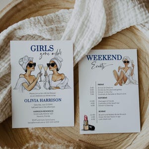 Modèle d'itinéraire pour EVJF, pyjama EVJF, pyjama pyjama imprimable pour filles Spa week-end voyage Invitation #072