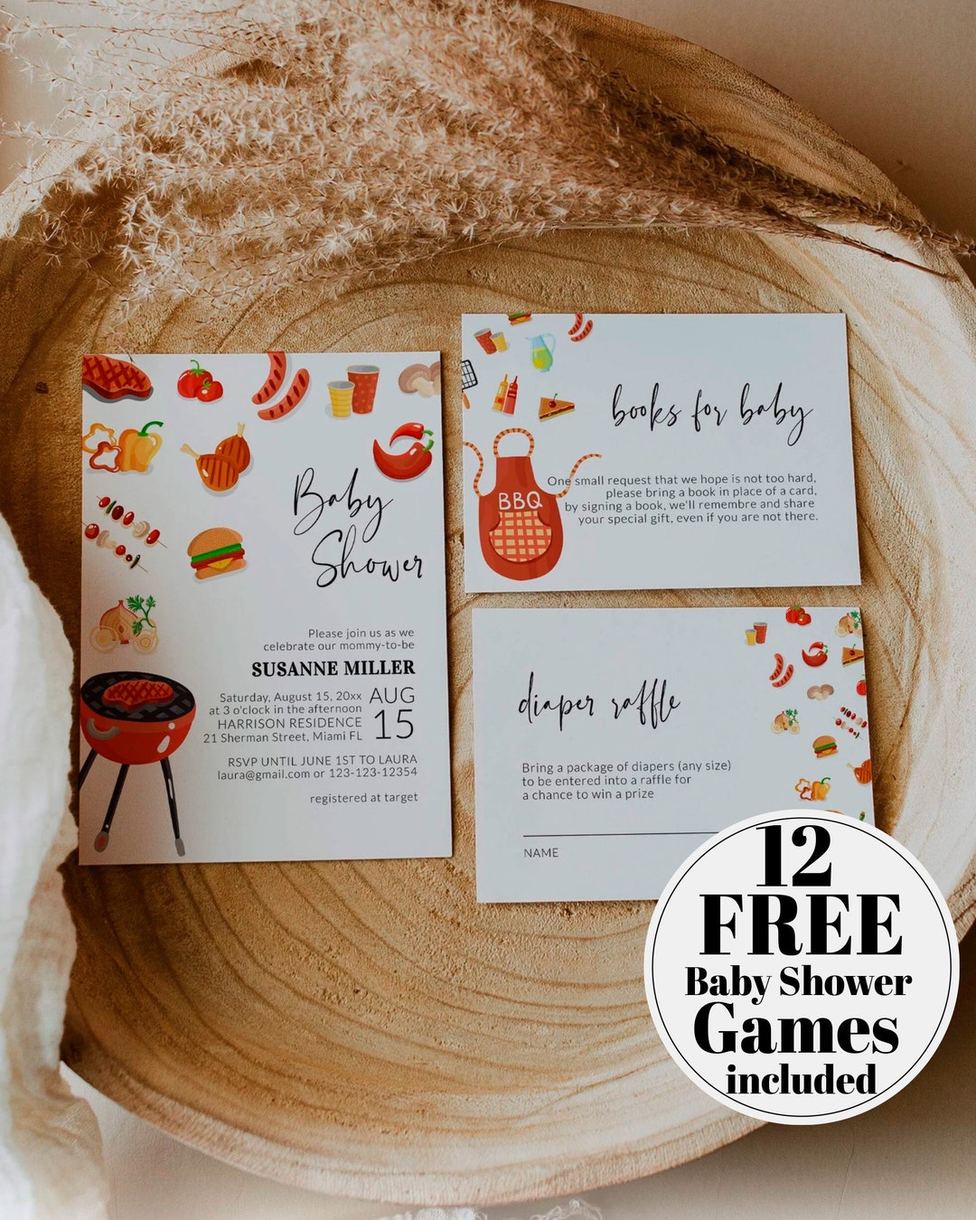 BBQ Baby Shower Invitation Template to Download and Print, Barbeque ...