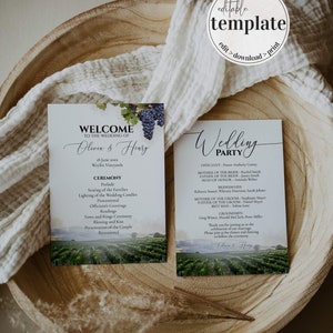 Winery Wedding Itinerary Template for Rustic Wedding in Californian ...