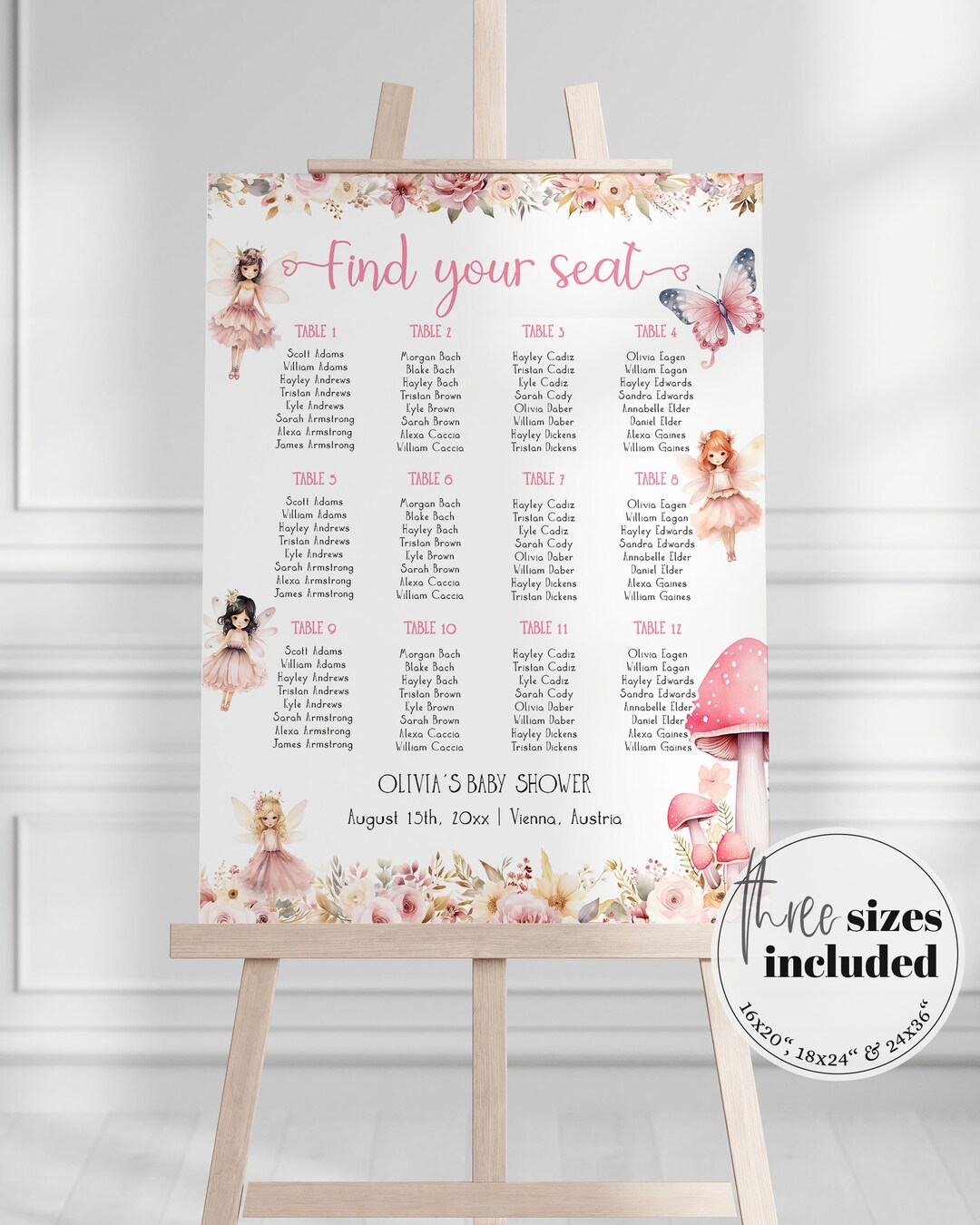 Fairytale Seat Chart Template Editable Fairy Seating Chart Butterfly Fairytale Seat Chart Template Editable Fairy Seating Chart Butterfly