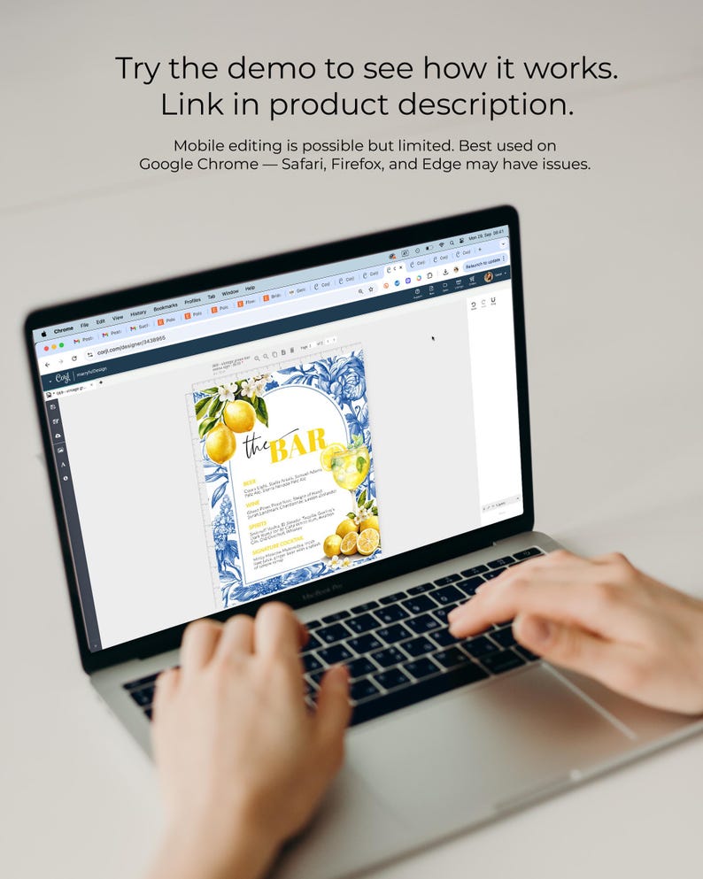 Limoncello Spritz Bar Menu Template, Citrus Lemon Amalfi Coast Bridal Shower Sign 102LE-BAME image 6