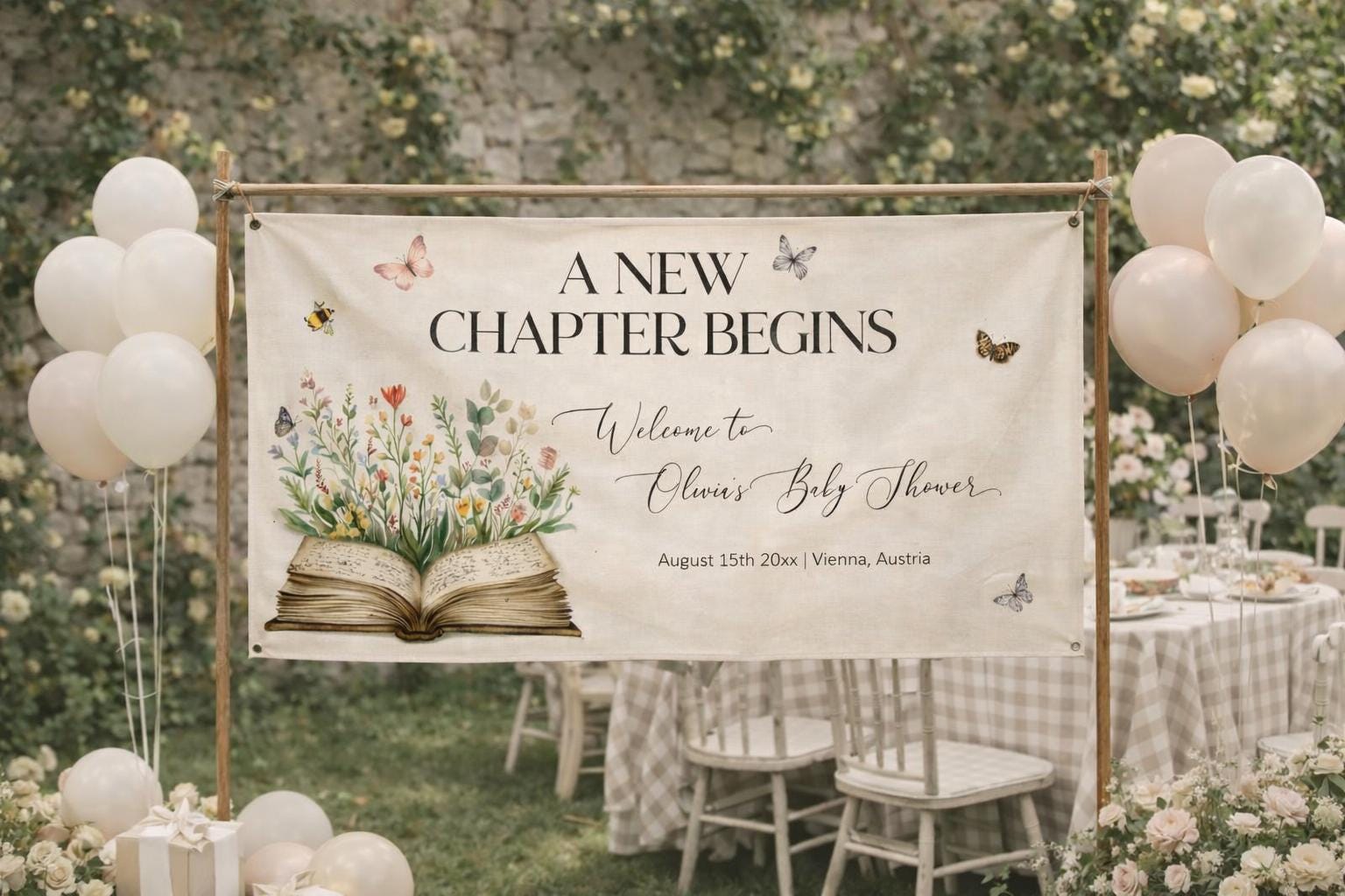 Storybook Wall Tapestry Welcome Banner, New Chapter Begins Linen Sign ...