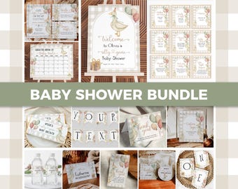 Silly Goose Baby Shower Bundle Template, Gender Neutral Goose or Duck Theme Decor 004SG-BSBUNDLE