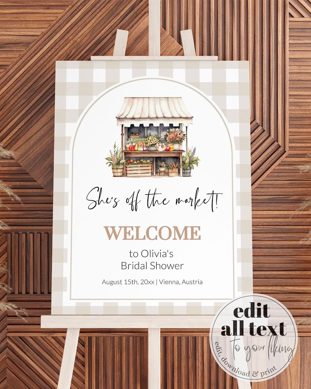 Fresh off the Market Bridal Shower Welcome Sign, Farmers Market Decor ...