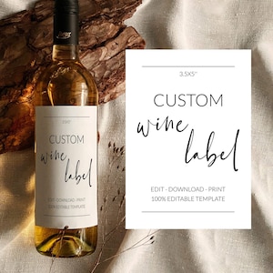 Custom Wine Label Template Minimalist Design Modern Font use as Tag or Sticker Label for Wine Lover Printable Template #072