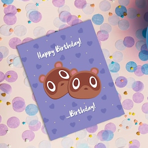 Carte de joyeux anniversaire Nooklings, carte d'anniversaire Animal Crossing, jolie carte d'anniversaire, carte d'anniversaire kawaii, carte d'anniversaire pour enfants, Timmy Tommy