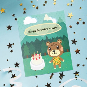 Carte d'anniversaire de villageois érable, joyeux anniversaire chéri, ours de dessin animé mignon, carte d'anniversaire petite amie, carte d'anniversaire kawaii, mari, carte d'ours en peluche