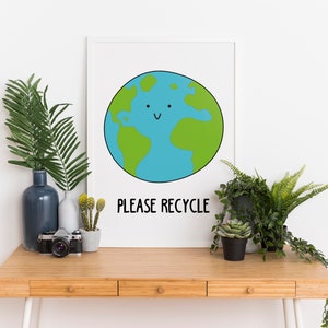 S’il vous plaît Recycler l’enseigne, Réduire la réutilisation Recycler, Recycler l’enseigne, Signe de l’environnement, Enseigne de classe, Art de la terre mignon, Enseigne de garderie, Sauver la terre,