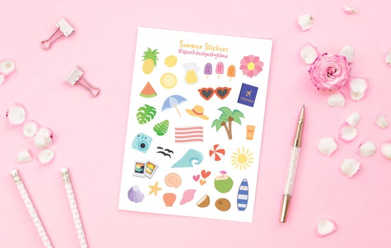 Cute Summer Sticker Sheet, Cute Decorative Stickers, Tiny Stickers, Mini  Stickers, Stickers for Adults, Scrapbooking Stickers, Kawaii Summer 