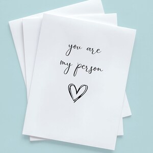 Vous êtes ma personne, carte de la Saint-Valentin, citation de Grey's Anatomy, Cristina Yang, Meredith Grey, carte BFF, carte de remerciement, carte de remerciement