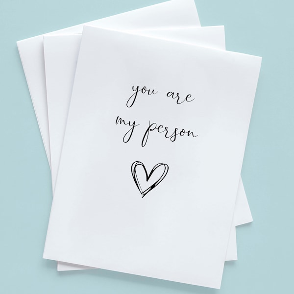 You Are My Person, Galentine's Day Card, Grey's Anatomy Quote, Cristina Yang, Meredith Grey, BFF Card, Thankful Card, Appreciation Card