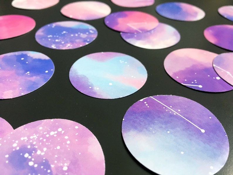 aesthetic moon stickers galaxy stickers watercolor planets