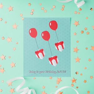 Jolie carte d'anniversaire pour ballons et cadeaux AC | Citation d'Isabelle | d'anniversaire Animal Crossing | Carte d'anniversaire kawaii | Cadeau ACHN | Carte faite main
