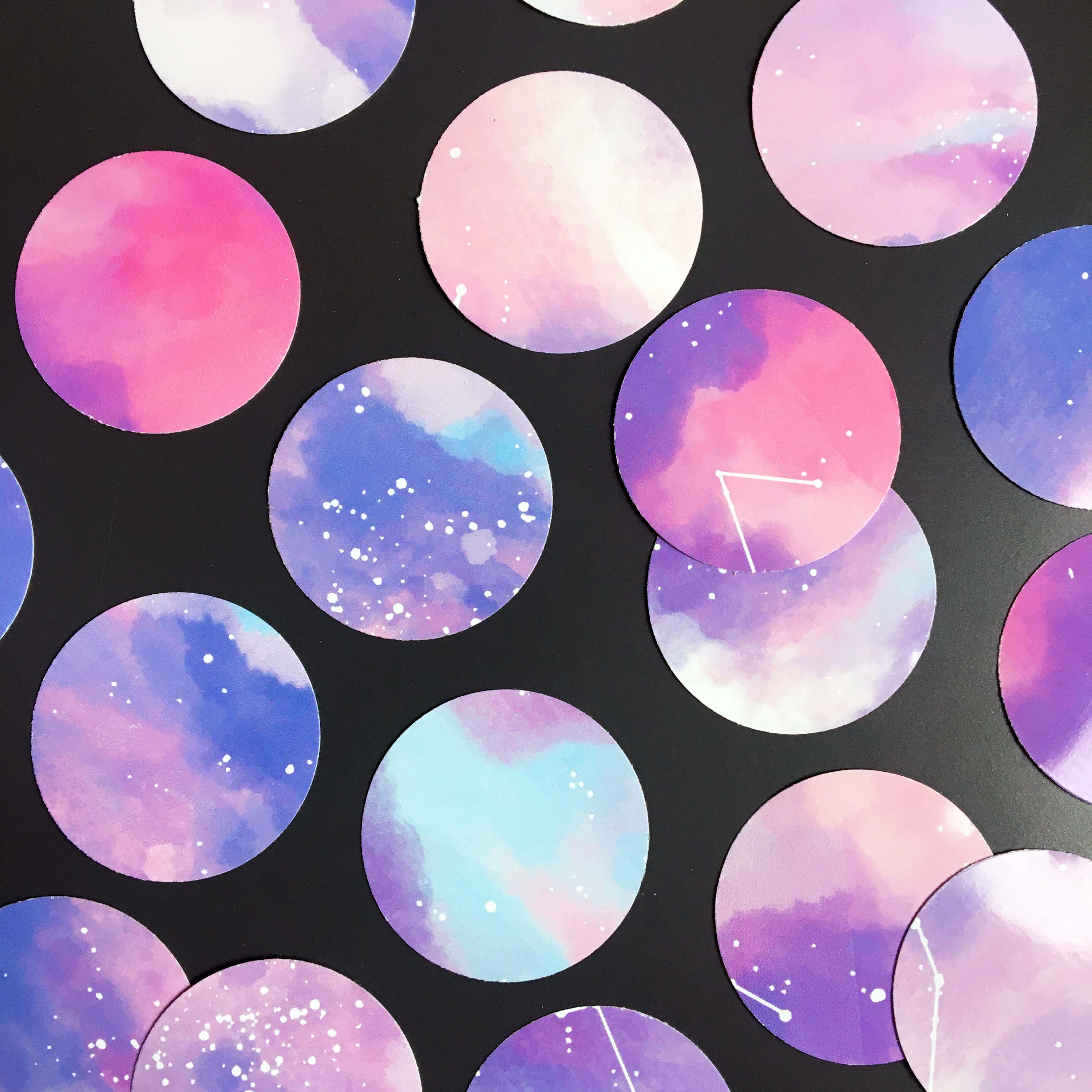 aesthetic moon stickers galaxy stickers watercolor planets