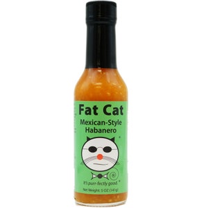 Mexican-Style Habanero Hot Sauce by Fat Cat Gourmet | Sweet, Tangy & Savory | For Tacos, Enchiladas, Fajitas, Bloody Mary | Hot