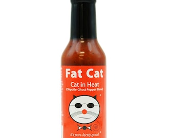 Cat in Heat Chipotle Ghost Pepper Blend Hot Sauce by Fat Cat Gourmet | Very Hot | Smoky & Savory | For Soups, Stews, Sauces and More