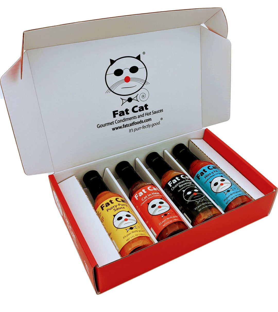 Funny Cat Name Hot Sauce Gift Box sauces With Cat Pun Names Variety
