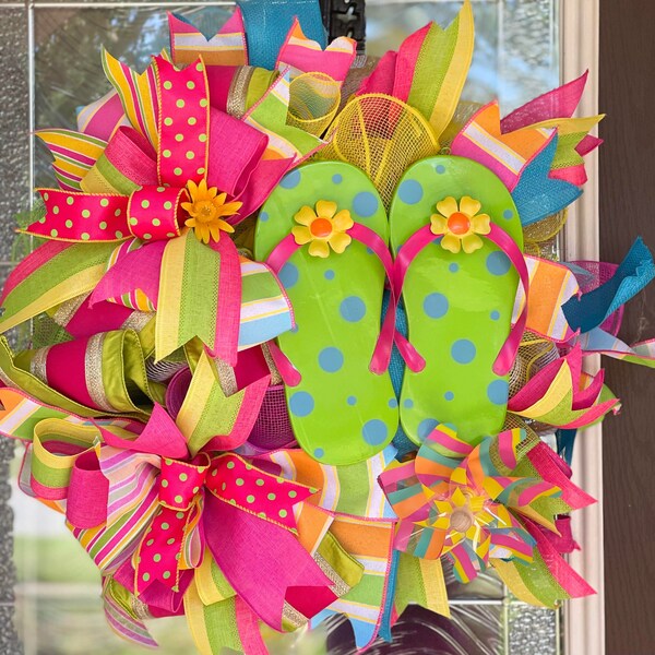 Flip Flop Summer Wreath, Beach House Wreath