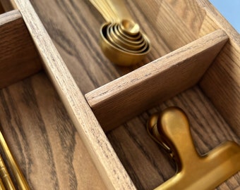 Custom Solid Ash Drawer Insert: Flatware & Utensil Organizer