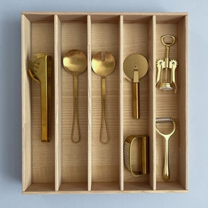 Custom Kitchen Drawer Organizer – Natural Ash Wood Cutlery Tray, Handmade Flatware Divider Insert, Custom Size for Silverware | CRAFTOLAS