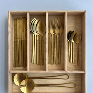 Kitchen Organizer Storage, Kitchen Drawer Insert, Custom Drawer Divider, Ash Silverware Drawer Organizer, Custom Drawer Organizer, CRAFTOLAS