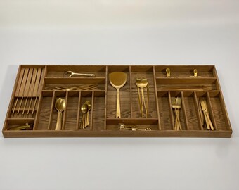 Custom Kitchen Drawer Organizer for Utensil - Ash Wood Cutlery Tray