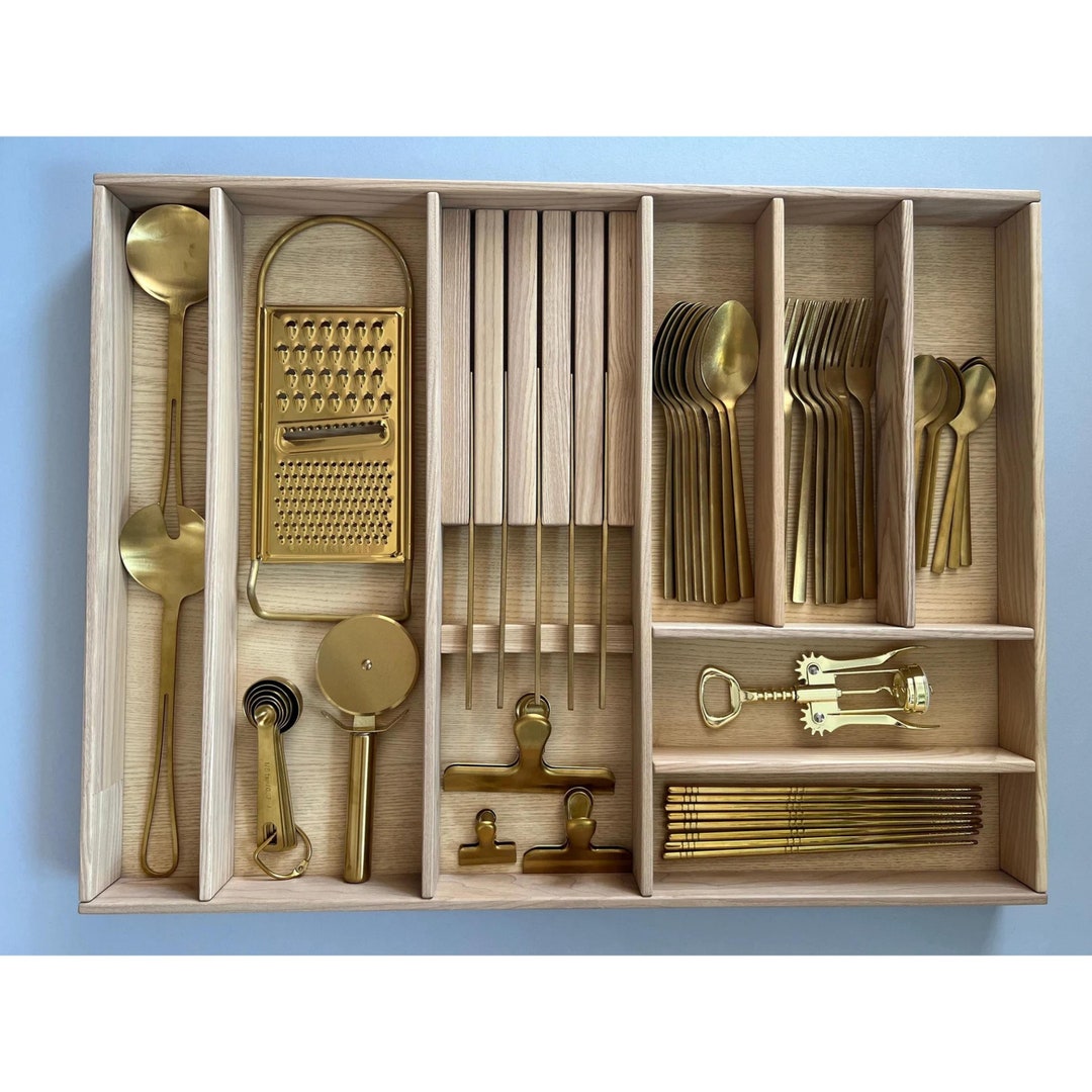 Custom Kitchen Drawer Organizer for Flatwares, Made From Solid Ash ...