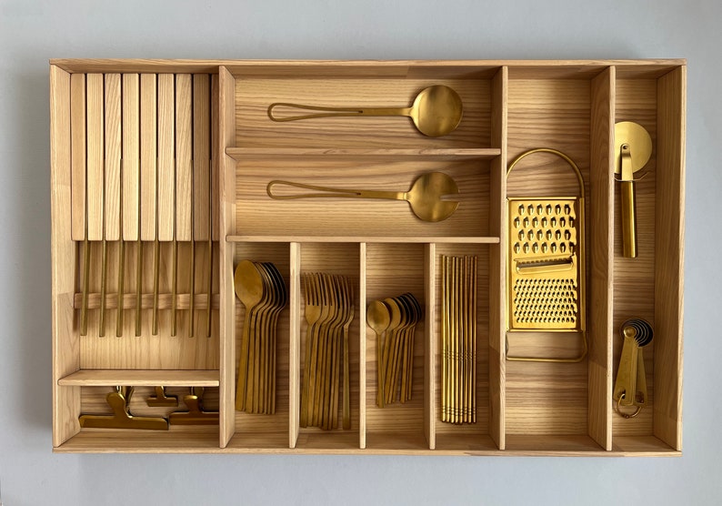 Custom Ash Wood Kitchen Drawer Organizer: Silverware & Utensil Tray - Etsy