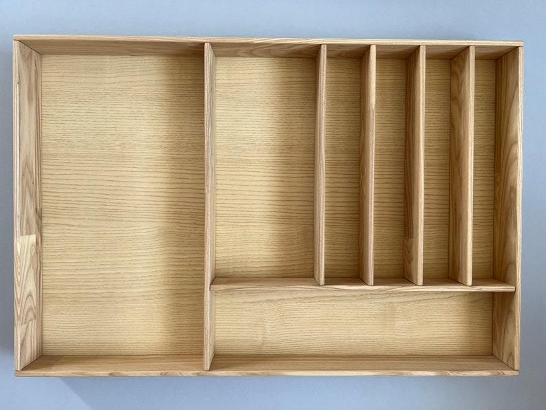 Custom Ash Wood Drawer Organizer: Kitchen Utensil & Silverware Tray - Etsy