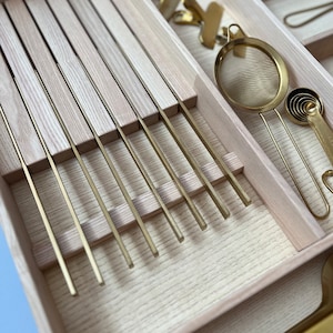 Custom Kitchen Drawer Organizer Width 30 to 33 Inches, Kitchen Drawer Insert, Custom Drawer Inserts, Includes Insert for 8 Knives, CRAFTOLAS