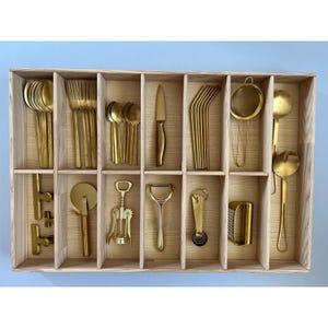 Custom Kitchen Drawer Organizer for Utensils, Cutlery and Flatware Storage, Wooden Silverware Tray, Made from Solid Ash | CRAFTOLAS