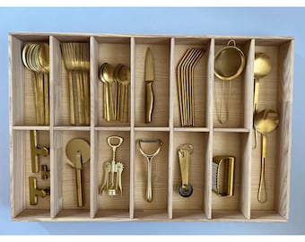 Custom Ash Wood Kitchen Drawer Organizer: Utensil & Silverware Storage