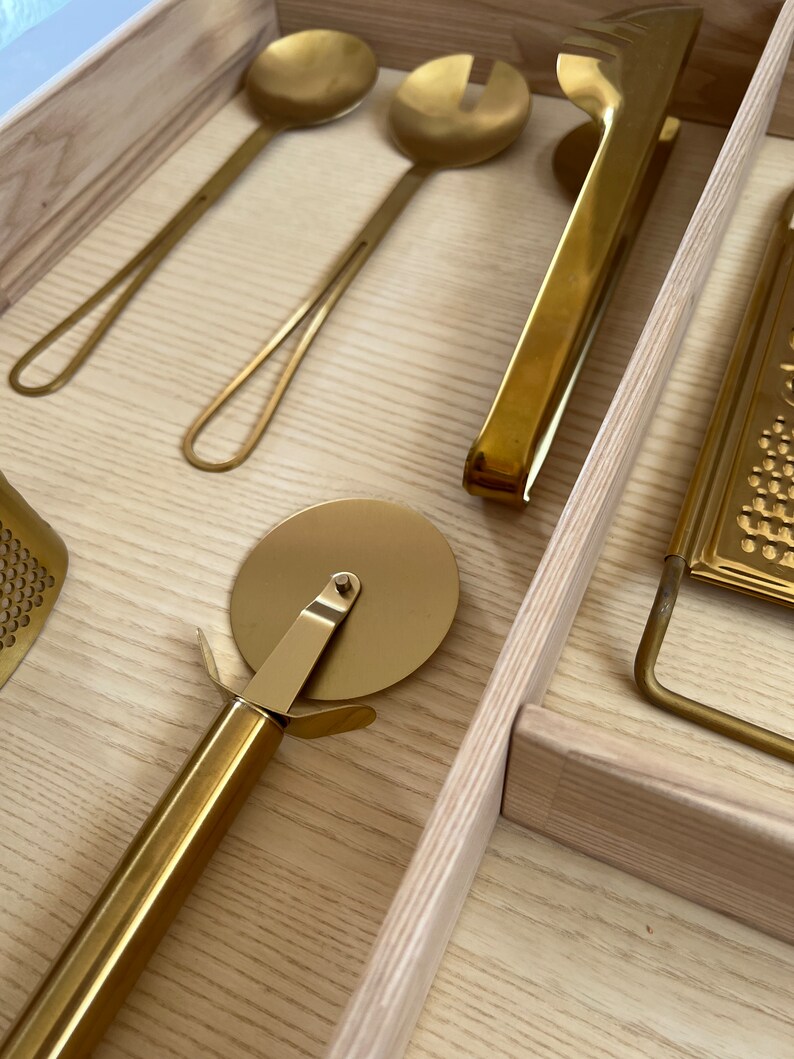Custom Ash Wood Drawer Organizer: Kitchen Utensil & Silverware Tray - Etsy