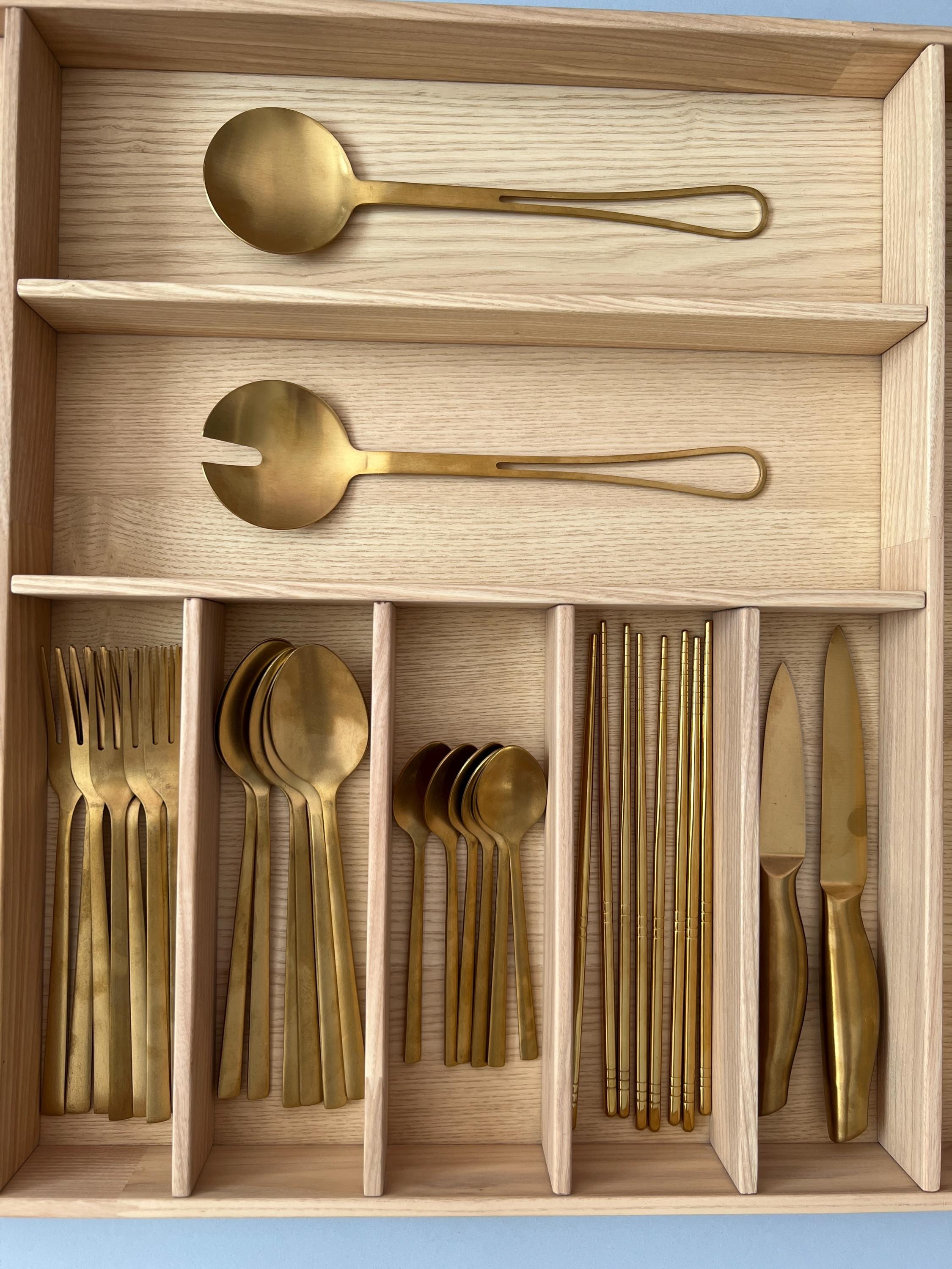 Custom Kitchen Drawer Organizer for Silverware, Made From Solid Ash ...