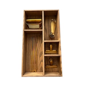 Custom Kitchen Drawer Organizer for Silverware, Kitchen Drawer Organizer, Silverware Drawer Organizer, WALNUT Color | CRAFTOLAS