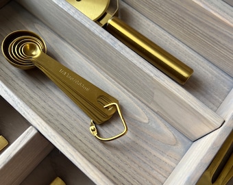 Flatware Drawer Organizer for Silverware – Gray Solid Ash Wood Utensil Tray | CRAFTOLAS