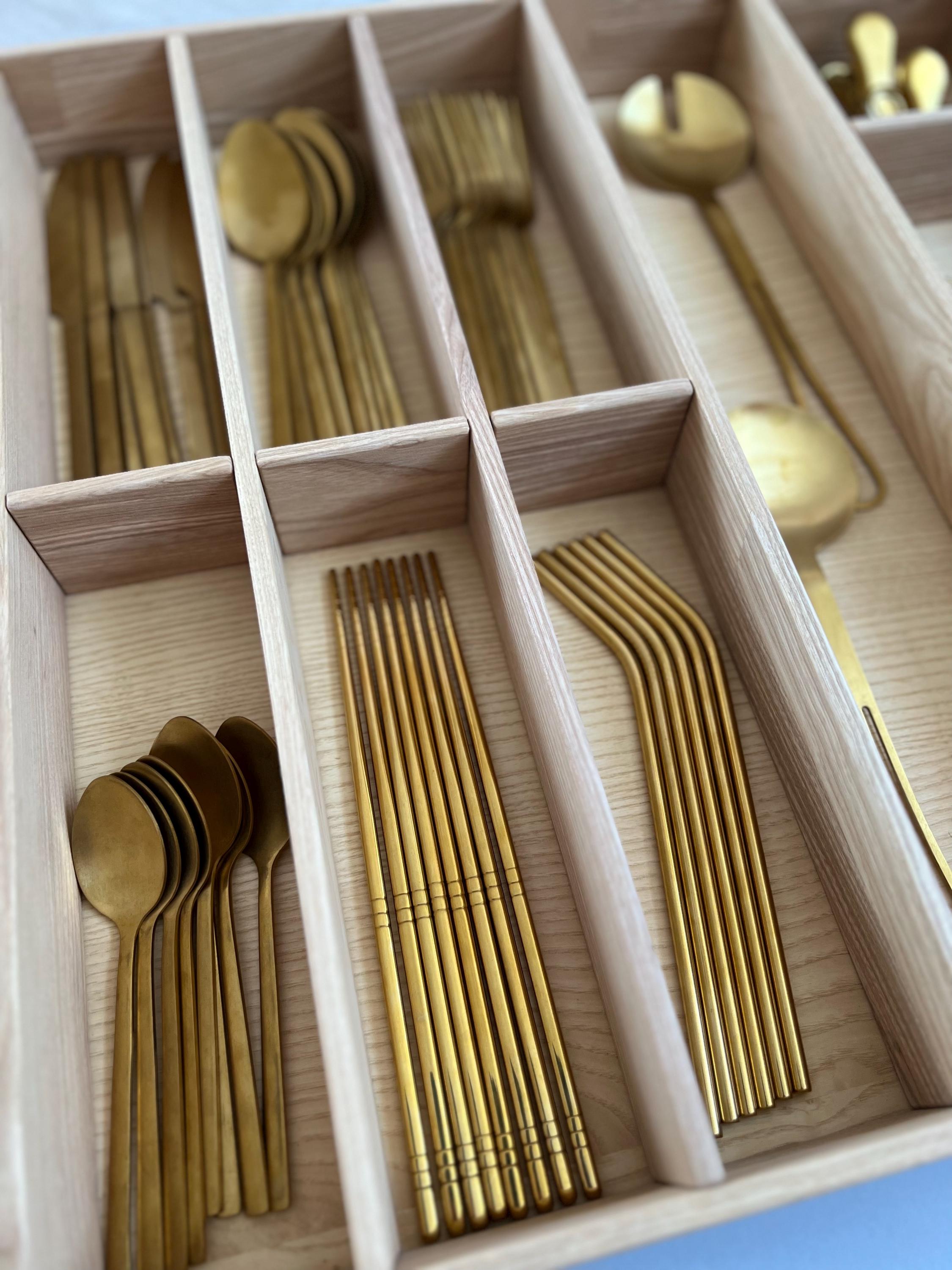 Custom Kitchen Drawer Organizer for Silverware, Made From Solid Ash ...