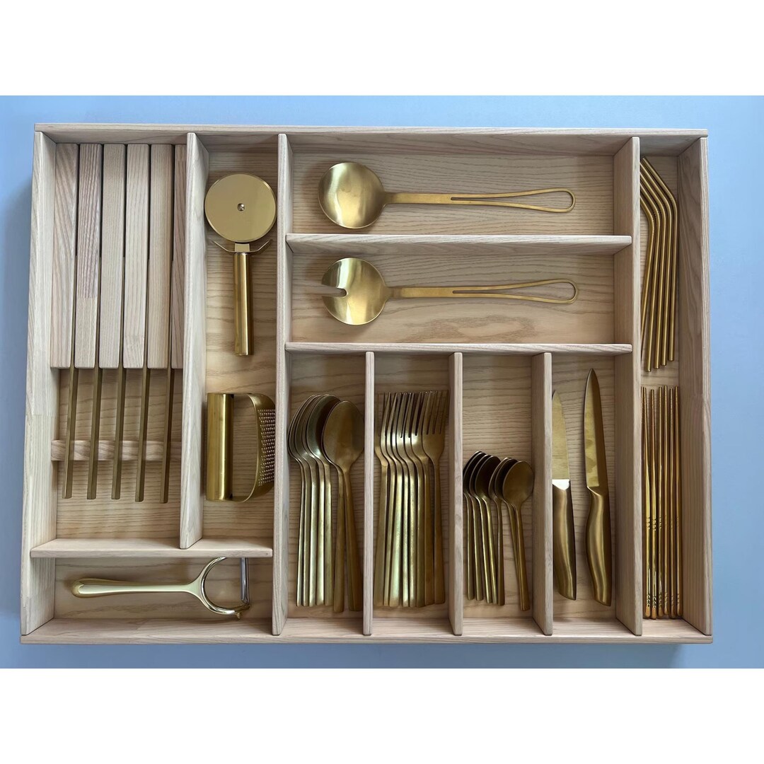 Custom Kitchen Drawer Organizer for Utensils, Made From Solid Ash Wood ...