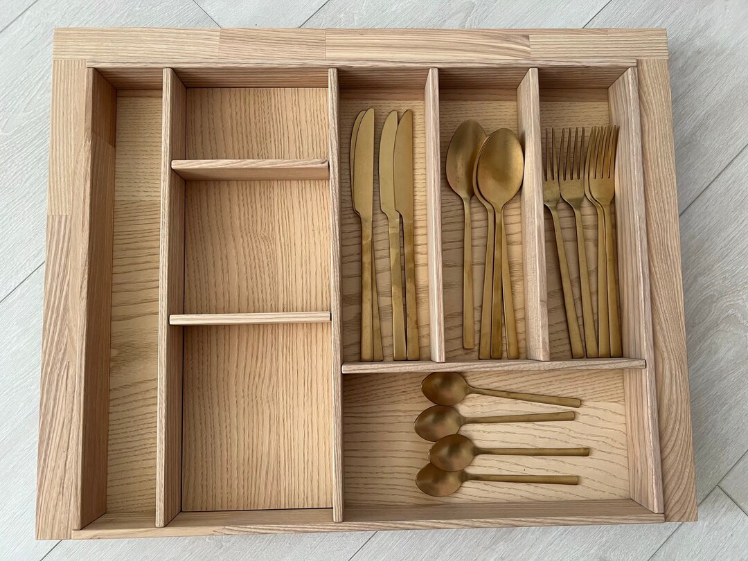 Kitchen Drawer Insert, Custom Drawer Divider, Ash Silverware Drawer
