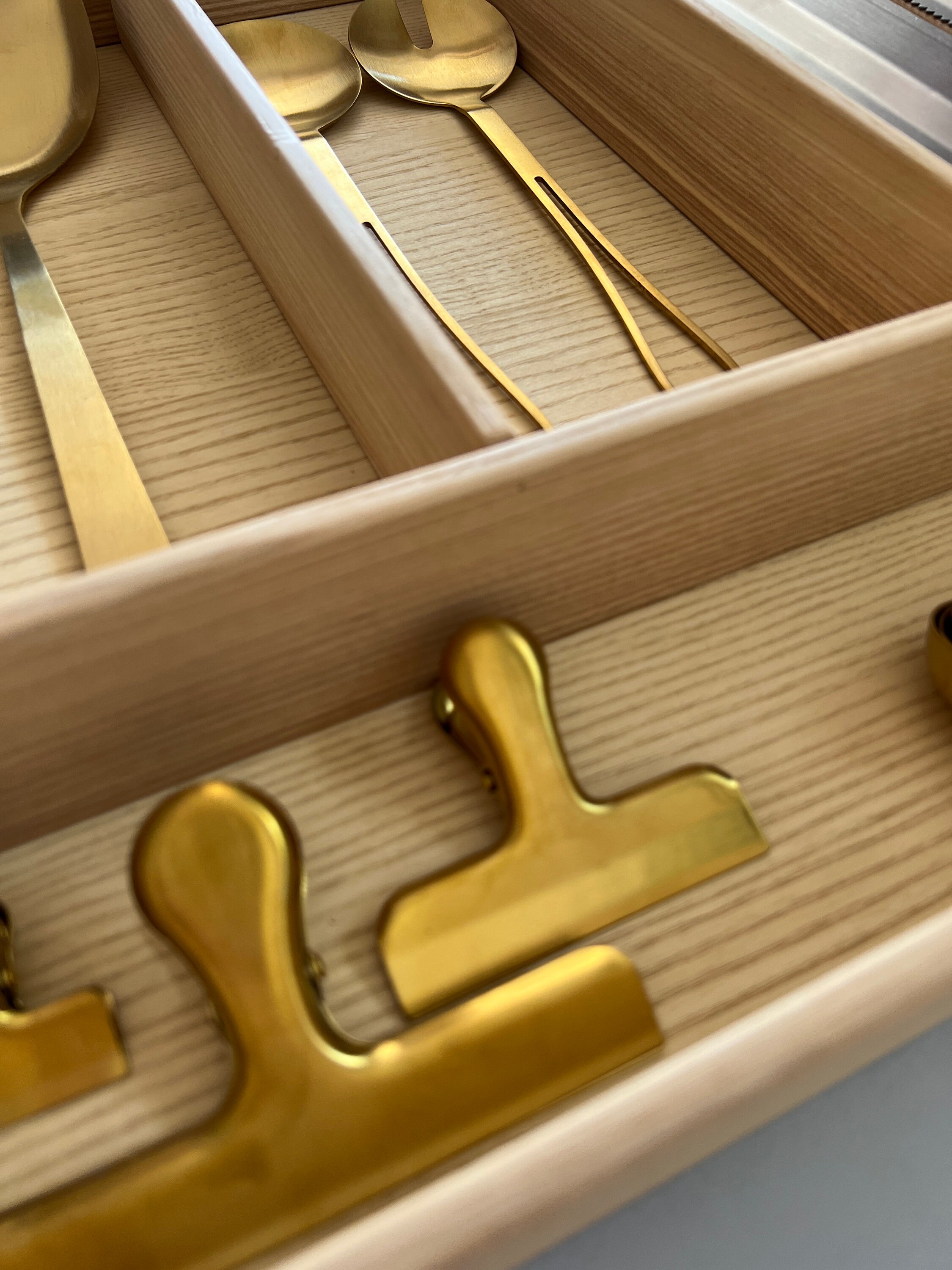 Solid Ash Kitchen Drawer Organizer: Silverware & Utensil Tray - 27 ...
